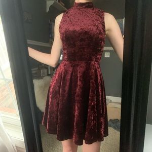 Dark Wine Maroon Velvet High Neck Dress NWT